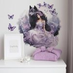 Purple Wolf Girl Butterfly Wall Stickers, sacinora Creative Cold Beauty Art Wall Decals Removable...