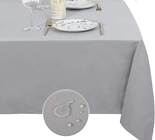 QueenDream 60x120 Inch Grey Polyester Tablecloth