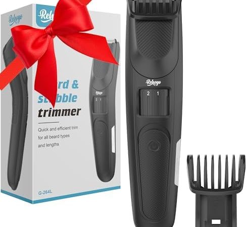 REHOYO Men's Beard Trimmer, 40 Length Adjustable Precision Dial & 2 Combs, Professional Stainless...