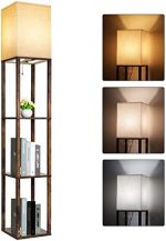 RUNTOP Floor Lamp with Shelves, Modern Shelf Lamp for Display Storage, 3 Color Temperature Wood...