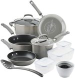 Rachael Ray Brights Nonstick Cookware Pots and Pans Set with LocknLock Containers, 19 Piece, Sea...