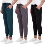 Real Essentials 3 Pack: Women's Ultra-Soft Lounge Joggers Athletic Yoga Pants with Pockets...