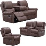Recliner Sofa for Living Room Set Reclining Couch Sofa Chair Palomino Fabric Loveseat 3 Seater Home...