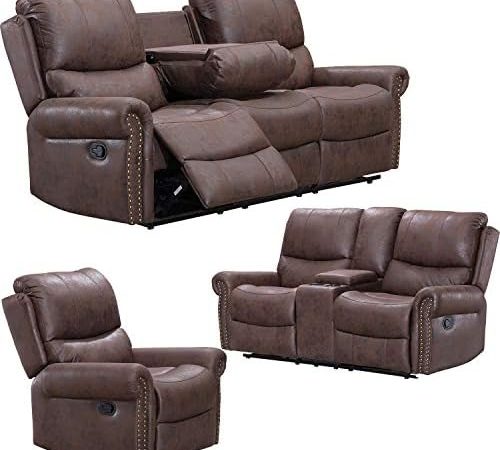 Recliner Sofa for Living Room Set Reclining Couch Sofa Chair Palomino Fabric Loveseat 3 Seater Home...