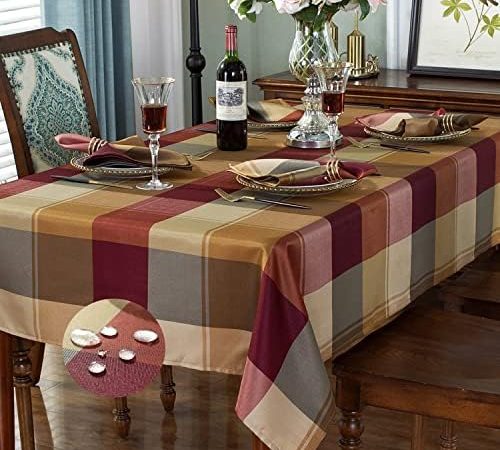 Rectangle Tablecloth 60 x 84 Inch Checkered Table Cloths Spillproof Anti-Shrink Soft and Wrinkle...