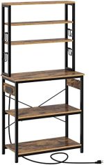 Rolanstar Baker's Rack with 4AC Power Outlet, 65.7in Microwave Stand with 10 Hooks, Stable Coffee...