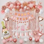 Rose Gold Birthday Party Decorations Kit for Women Girls, Foil Confetti Rose Gold Balloon Pink Happy...