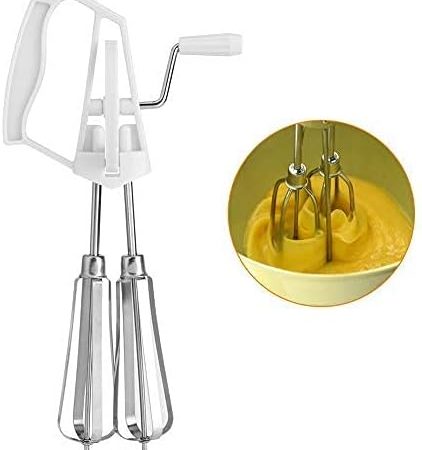 Rotary Hand Whip Whisk Stainless Steel Egg Beater Mixer Cooking Tool Kitchen Utensils Gadgets White...