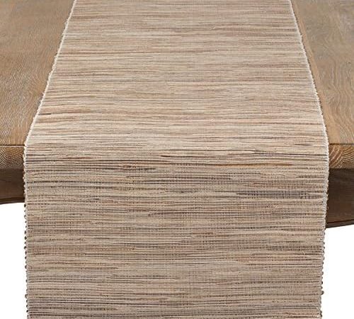 SARO LIFESTYLE Melaya Collection Nubby Texture Woven Table Runner, 16" x 72", Natural