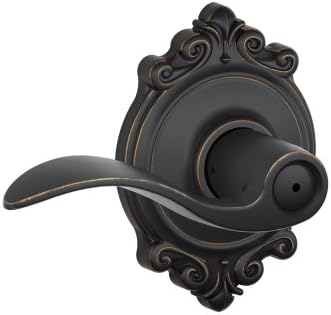 SCHLAGE Accent Lever with Brookshire Trim Bed and Bath Lock in Aged Bronze - F40 ACC 716 BRK