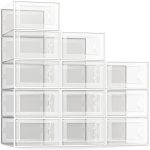 SEE SPRING Large 12 Pack Shoe Storage Box, Clear Plastic Stackable Shoe Organizer for Closet, Space...