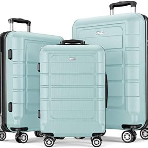 SHOWKOO Luggage Sets Expandable PC+ABS Durable Suitcase Double Wheels TSA Lock Mint Green-