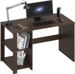 SHW Home Office Computer Desk with Shelves, Espresso