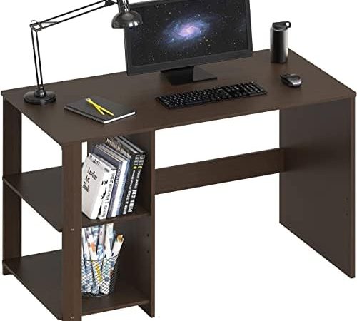 SHW Home Office Computer Desk with Shelves, Espresso