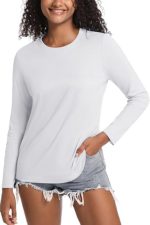 SMENG Women's Basic Long Sleeve Crewneck Cotton T-Shirt Solid Color Soft Comfy Casual Breathable...