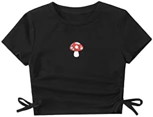 SOLY HUX Girl's Crop Top Graphic Tee Summer Drawstring Side Tie Knot Hem Round Neck Short Sleeve...