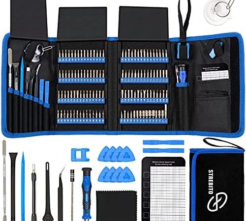 STREBITO Electronics Precision Screwdriver Sets 142-Piece with 120 Bits Magnetic Repair Tool Kit for...