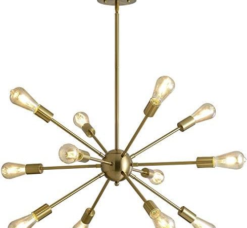 SUSVQLXG Sputnik Chandelier Light Fixture 8-12 Lights (Copper, 12-Light)