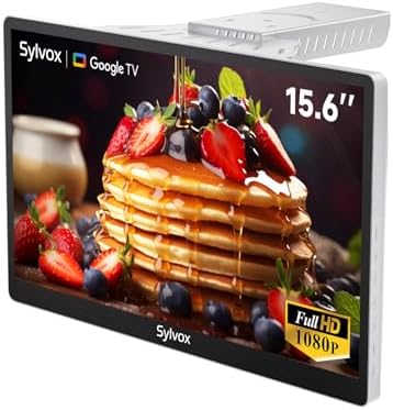 SYLVOX 15.6" Smart Kitchen TV, 1080P FHD Flip-Down Under Cabinet TV, Newest Google TV with App...