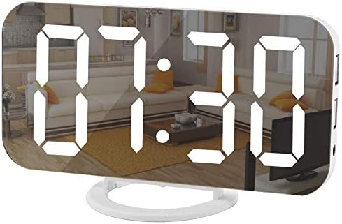 SZELAM Digital Clock Large Display, LED Electric Alarm Clocks Mirror Surface for Makeup with Diming...