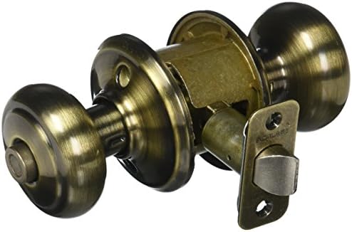 Schlage F10AND609 Andover Door Knob Bed & Bath Privacy Lock, Antique Brass