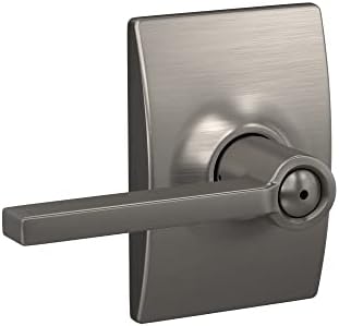 Schlage F40 LAT 619 CEN Latitude Door Lever with Century Trim, Bed & Bath Privacy Lock, Satin Nickel