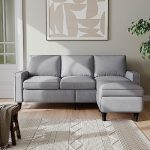 Sectional Sofa, L-Shaped Couch with Reversible Storage Ottoman & Storage Side Pockets, Modern Linen...