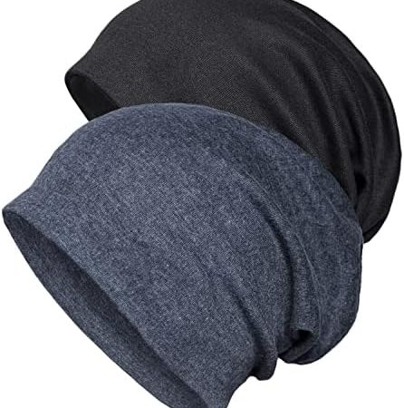 Senker Fashion 2 Pack Cotton Slouchy Beanie Hats, Chemo Headwear Caps for Women and Men