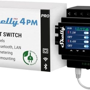 Shelly Pro 4PM | Wi-Fi, LAN & Bluetooth 4 Channel Smart Relay with Power Metering | Home Automation...