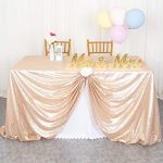 ShiDianYi 90''x132'' Rectangular Tablecloth Champagne Sequin Tablecloth for 6ft Table Sparkly Oblong...