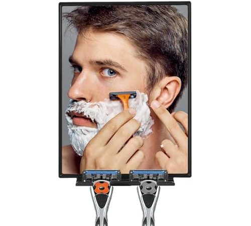 Shower Mirror for Shaving - with Squeegee, Razor Holder & Swivel, 360°Rotation Adjustable Shaving...