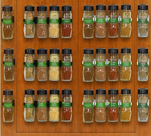 Simple Houseware 30 Spice Gripper Cabinet Holder - 6 Strips, Holds 30 Jars
