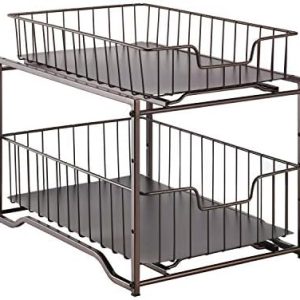 Simple Trending Stackable 2-Tier Spice Rack Kitchen Organizer Cabinet Storage with Sliding Storage...