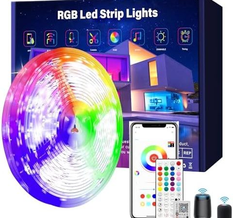 Smart Voice Control Led Lights for Bedroom 100ft, WiFi RGB Led Strip Lights Work with Alexa and...
