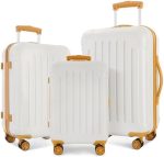 Speskiste 3 Piece Luggage Set, PC+ABS Lightweight Suitcase Sets with Spinner Wheels, Hard Shell...