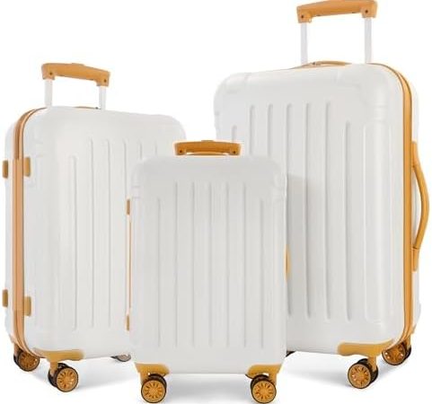 Speskiste 3 Piece Luggage Set, PC+ABS Lightweight Suitcase Sets with Spinner Wheels, Hard Shell...