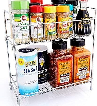 Spice Rack Organizer for Countertop - Kitchen Spice Rack for Large or Small Spice Bottles - 2 Tier...