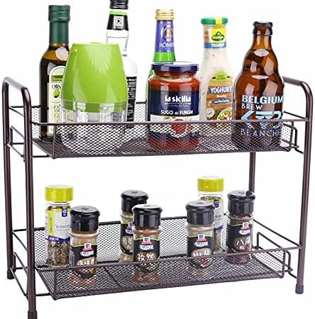 Spice Rack for Countertops,Fruit and Vegetable Storage Basket for Kitchen, 2 Tier Free Standing...