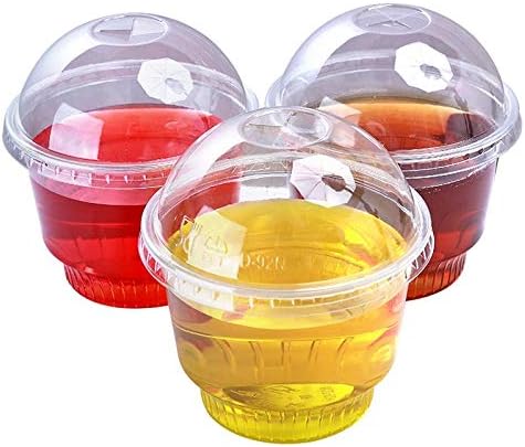 Star555 8 oz 100 sets Disposable Plastic Cups with Dome Lids Party Cup for Cold Drinks - Bubble Boba...