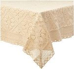 Stars Crochet Vintage Lace Design Tablecloth 60" by 90" Oblong/Rectangle Color Ivory