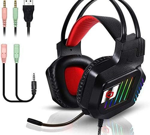 Stereo Gaming Headset for PC PS4 Xbox One Controller Over Ear Headphones with Noise Cancelling Mic...