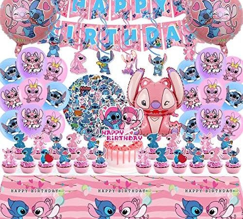 Stitch Party Supplies, 101PCS Birthday Decorations Set Include Banner, Balloons, Stickers, Hanging...