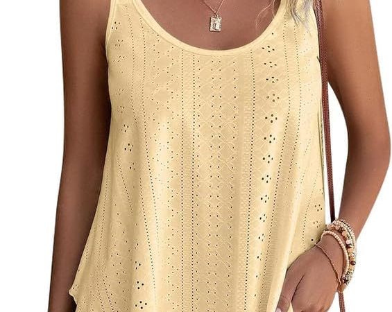 Summer Tank Tops Embroidery for Women Sleeveless Loose Fit Scoop Neck Casual Blouse Sexy Cute Cami...