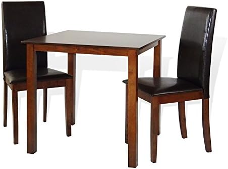 SunBear Furniture Dining Kitchen Set of 3 Classic Square Table and 2 Chairs Fallabella Solid Wooden...