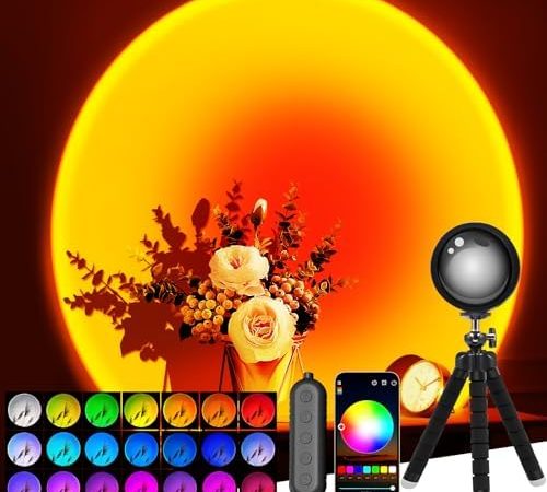 Sunset Lamp Projector with APP Control Multicolor Changing Led Lights for Room, 360 Degree Rotation...