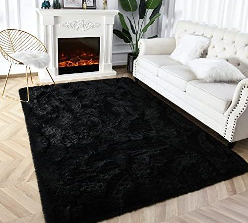 Super Soft Fluffy Shaggy Rugs 4x5.9 Feet for Living Room Bedroom, Fuzzy Plush Area Rugs for Girls...