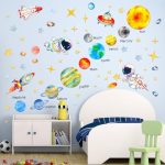 Suplanet Astronaut & Solar System Wall Decals, Cartoon Spaceman Space Planet Star Spaceship UFO Wall...