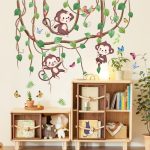 Suplanet Monkey Wall Decals, Safari Nursery Wall Decor, Jungle Animal Wall Stickers for Kids Baby...