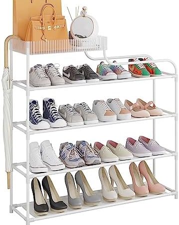 Sywhitta 4-Tier Free Standing Shoe Rack with Storage Boxes - High Capacity Organizer for Corridor,...