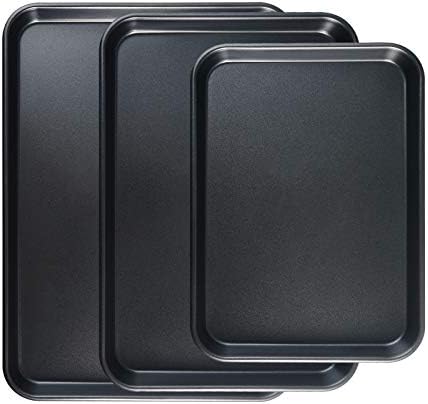 S·KITCHN Bakeware Set, Nonstick Black Cookie Sheets for Oven, Half/Jelly Roll/Quarter Baking Trays,...